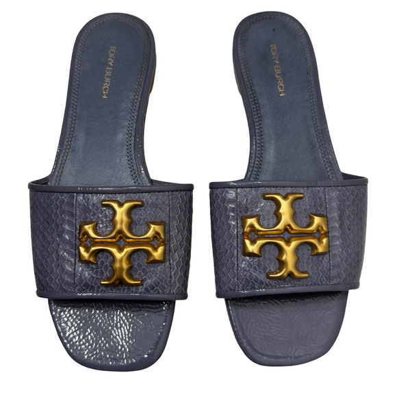 Tory Burch Eleanor Slide Leather in Dark Lotus Purple Woman’s 6 - Picture 1 of 7